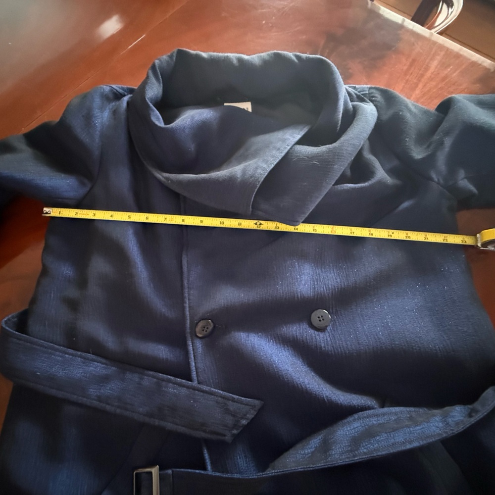 Armani Collezioni Women's Navy Trench Coat - Picture 5 of 5